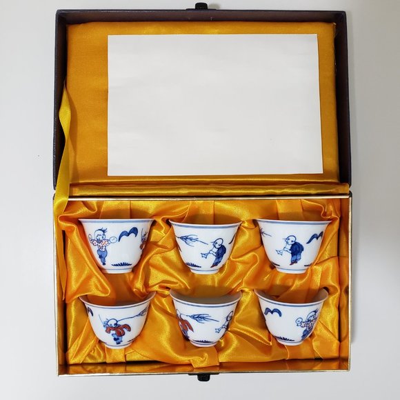National Palace Museum Porcelain Ming Dynasty Replica Cups Box Set H4.5cm - Picture 8 of 10